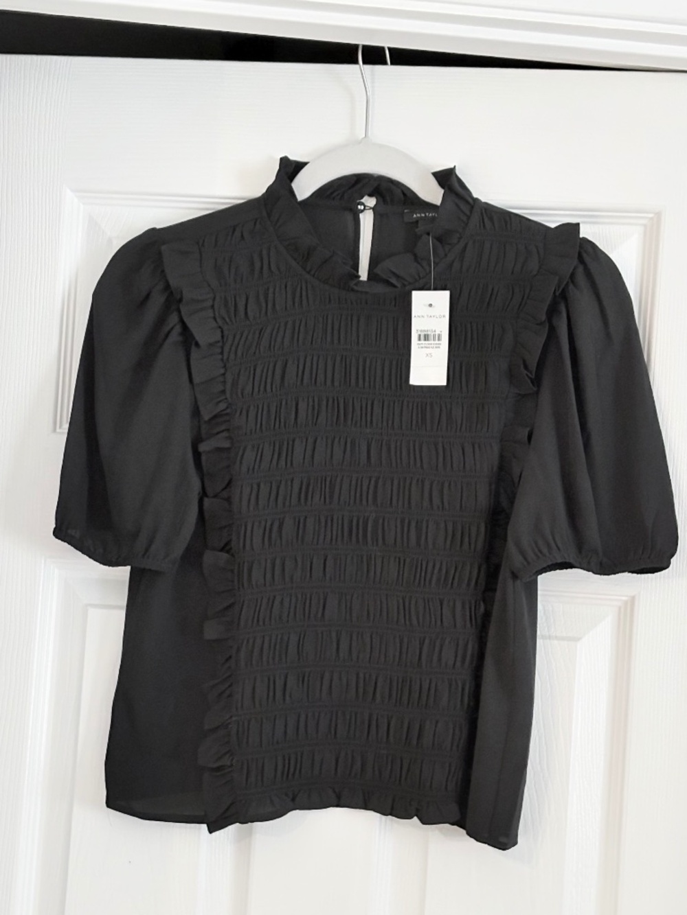 Ann Taylor Smocked Ruffle Short Sleeve Top